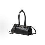PRADA Bonnie soft lux series Long handle Leather shoulder bag, medium size for women, black